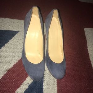 J crew leather suede blue heels made Italy